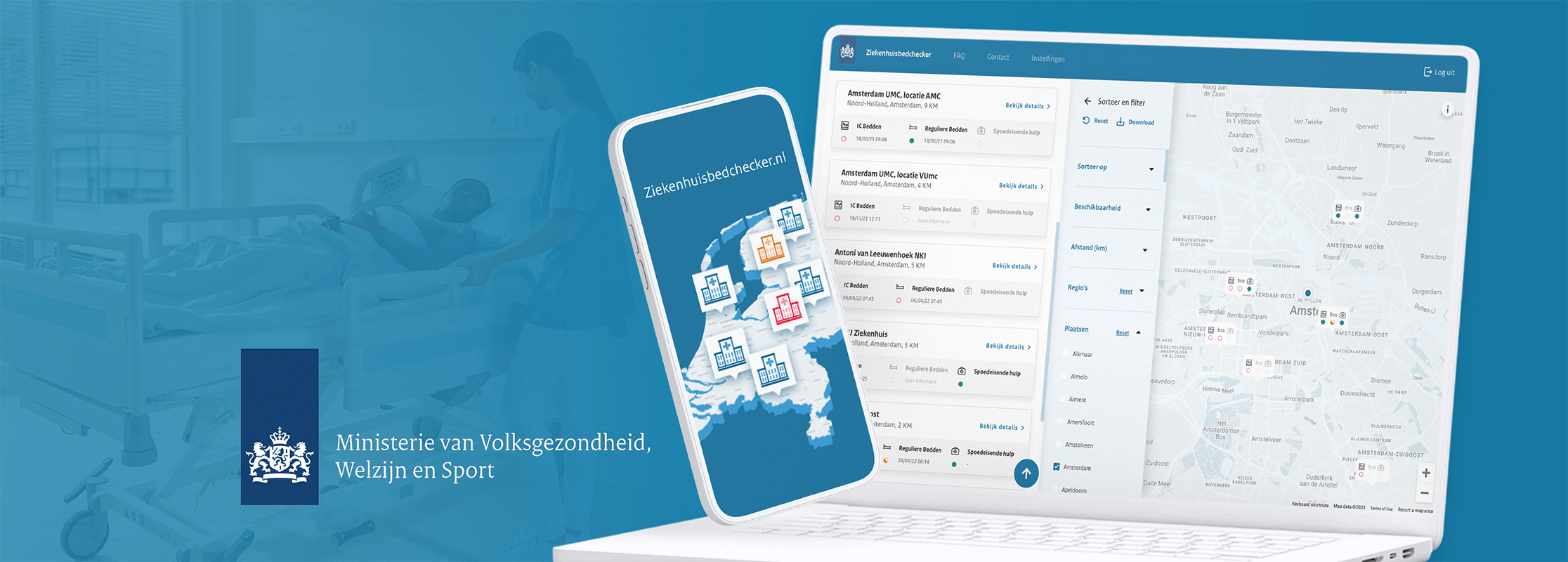Ziekenhuisbedchecker: landelijk en realtime inzicht in beschikbare ziekenhuisbedden